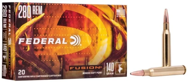 Federal Fusion 280 Remington Ammo 140 Grain Bonded Round Nose Box of 20