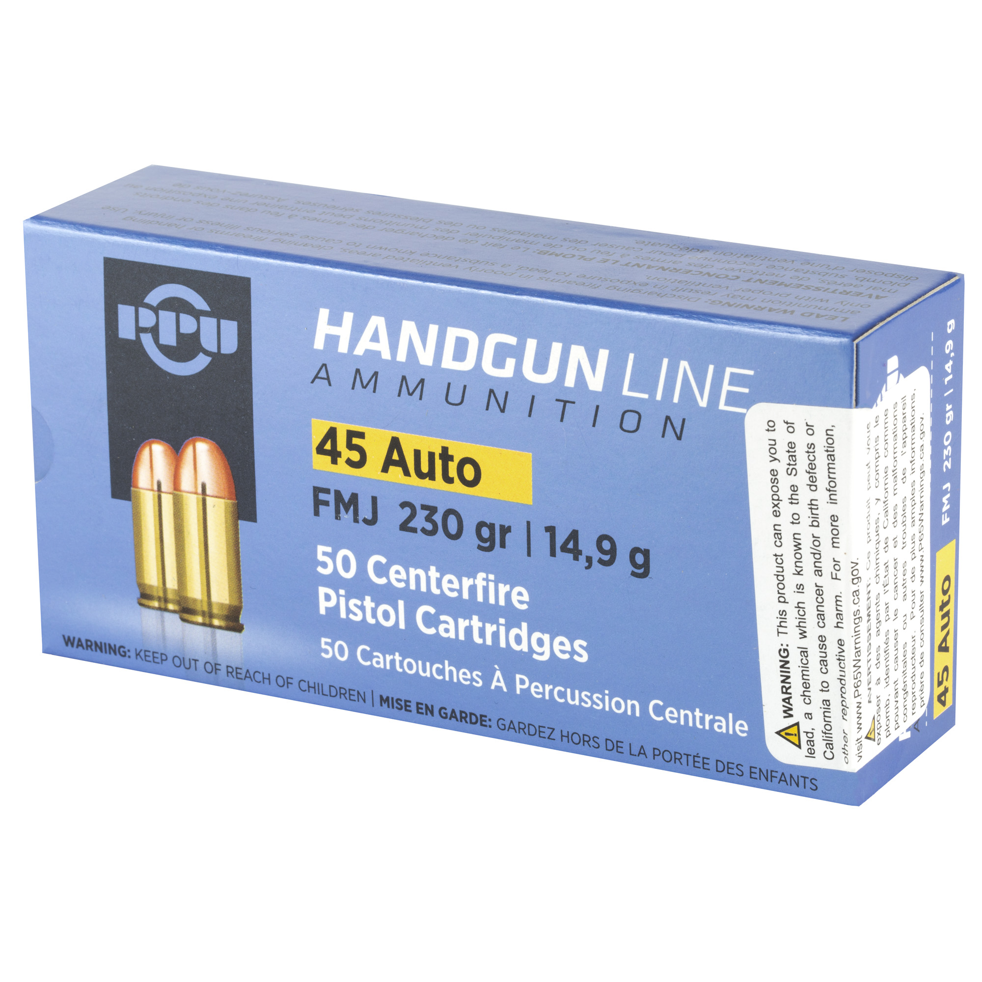 Prvi Partizan .45 ACP 230gr FMJ 50rd Box Brass Range Ammo