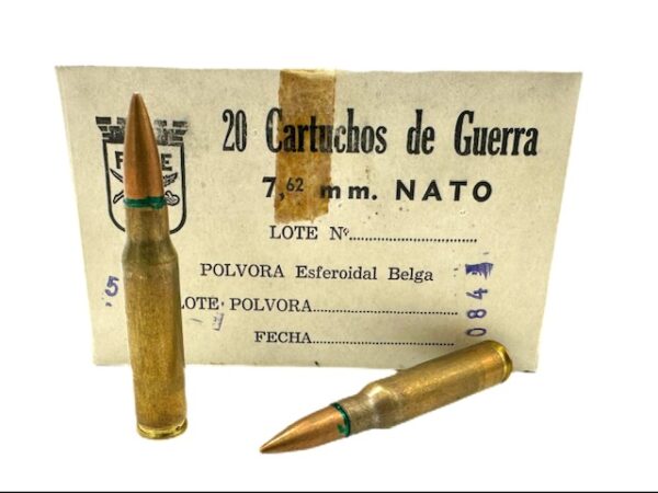 FAMAE Chile 7.62x51mm NATO Military Ball Ammunition Brass Case 20RD Box