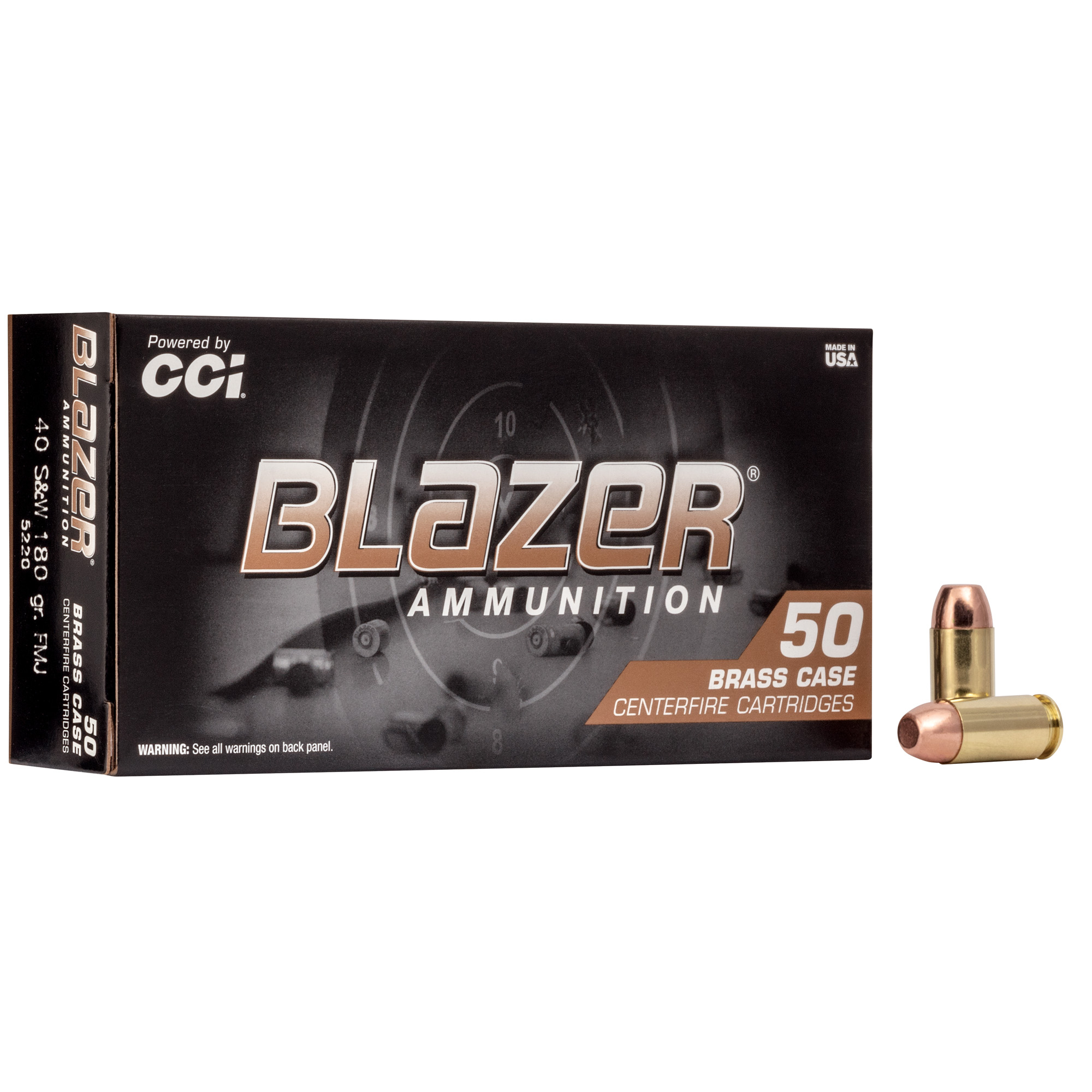 Blazer Brass 40 S&W 180 Grain FMJ Ammo 50rd Box Range Ammo