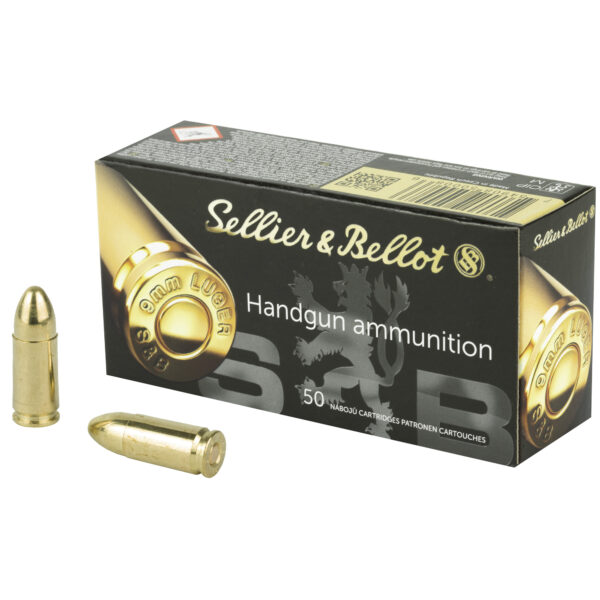 Sellier & Bellot 9mm 115 Grain FMJ Ammo 50rd Box 9x19 Range Ammo